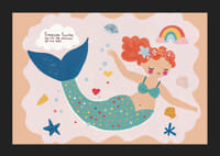 Affiche avec une aquarelle représentant une sirène souriante-5
