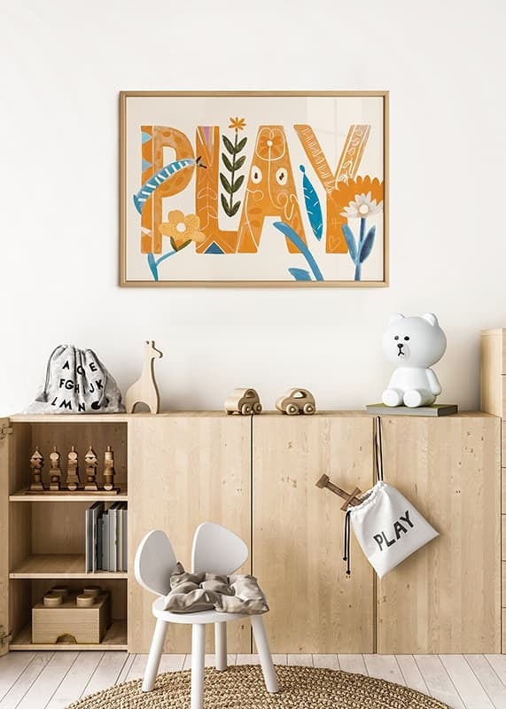Poster with a watercolor painting of artistically shaped letters with flowers-12