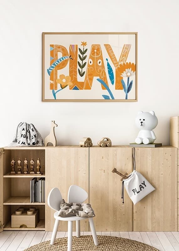 Poster met een aquarelschilderij van artistiek gevormde letters met bloemen-12
