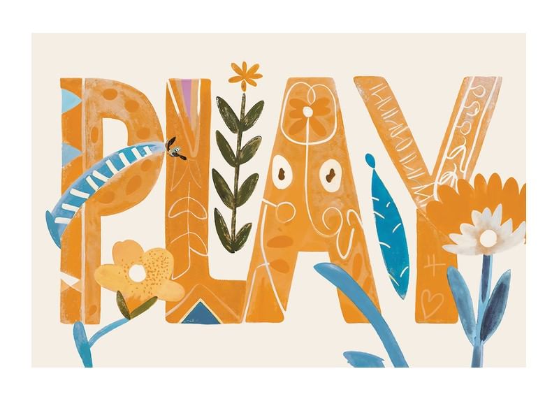 Poster met een aquarelschilderij van artistiek gevormde letters met bloemen-12
