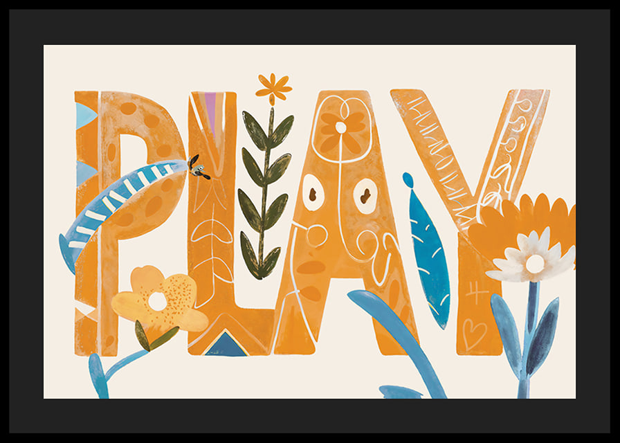 Poster with a watercolor painting of artistically shaped letters with flowers-12
