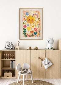 Poster med en lekfull akvarellmålning som strålar av glädje-2