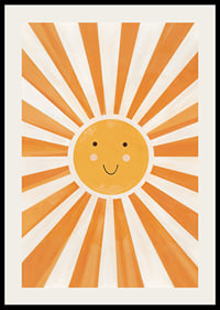 Poster with a watercolor painting capturing a smiling sun-2