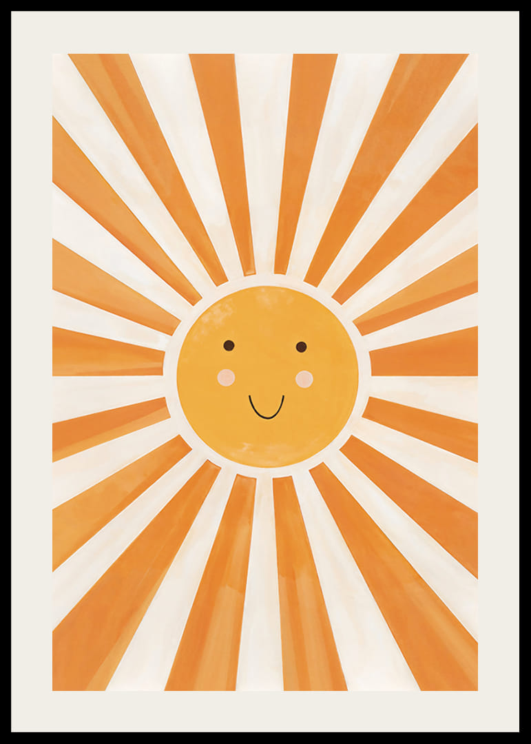 Plagát s akvarelom zachytávajúcim usmievavé slnko-12