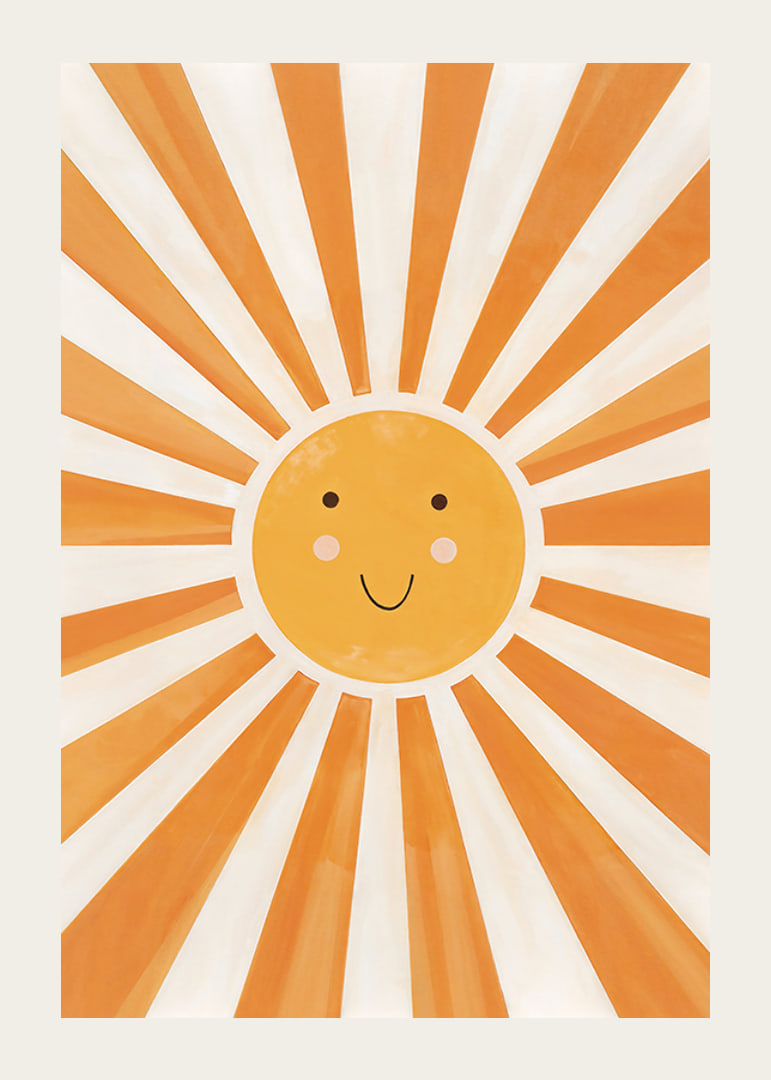 Poster with a watercolor painting capturing a smiling sun-12