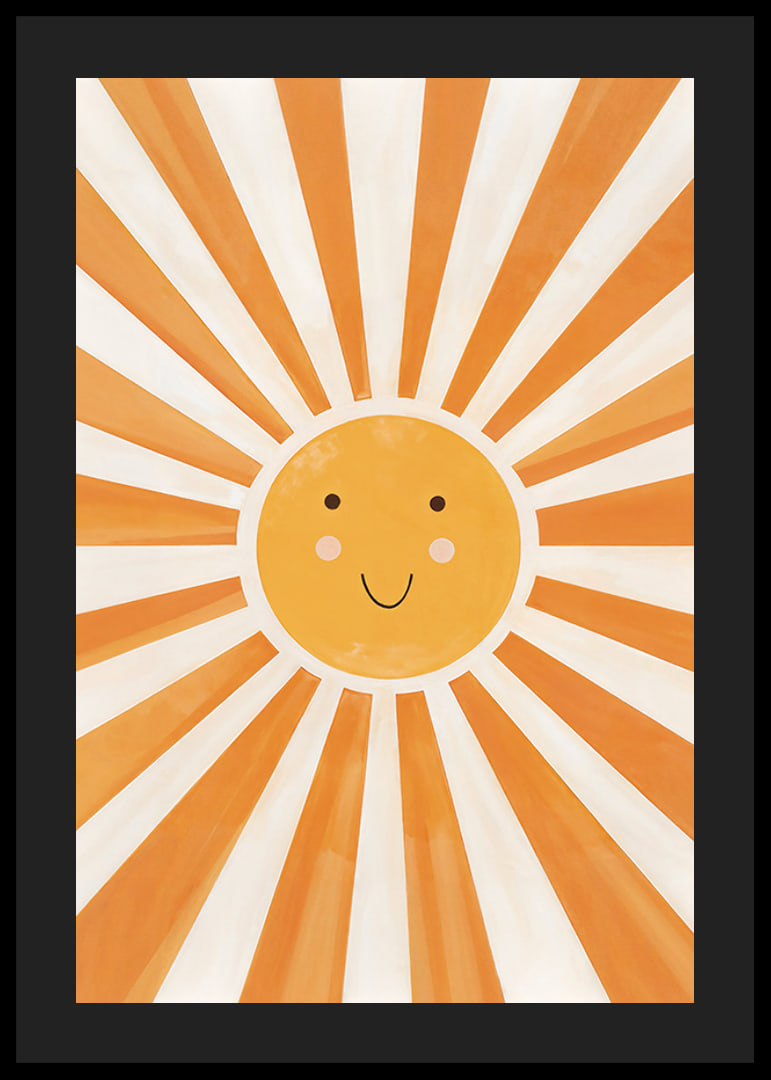 Poster with a watercolor painting capturing a smiling sun-12