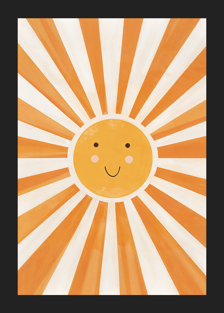 Plagát s akvarelom zachytávajúcim usmievavé slnko-12