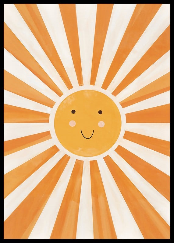 Poster with a watercolor painting capturing a smiling sun-12