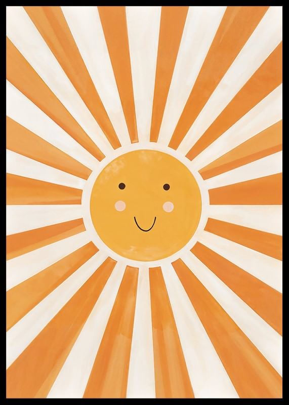 Poster with a watercolor painting capturing a smiling sun-12