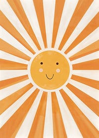 Poster with a watercolor painting capturing a smiling sun-7