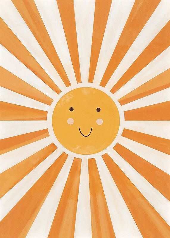 Poster with a watercolor painting capturing a smiling sun-12