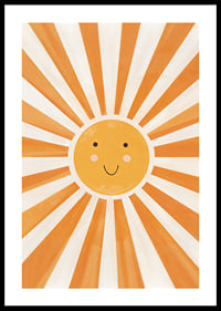 Poster with a watercolor painting capturing a smiling sun-0