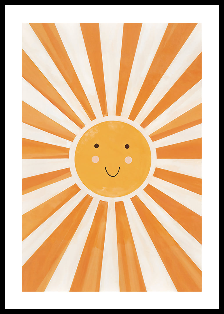 Poster with a watercolor painting capturing a smiling sun-12