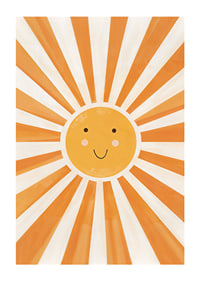 Poster with a watercolor painting capturing a smiling sun-1