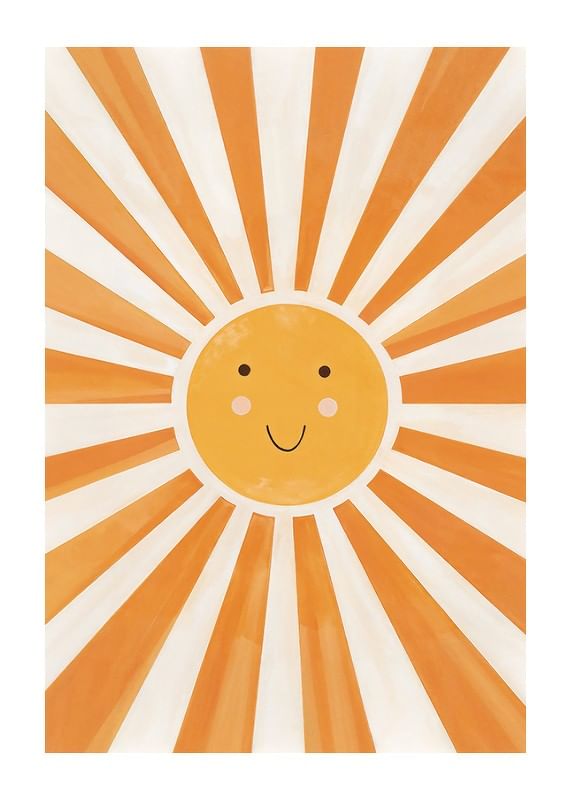 Poster with a watercolor painting capturing a smiling sun-12