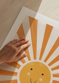 Poster with a watercolor painting capturing a smiling sun-5