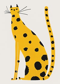 Poster with a painting of a yellow cat with black spots-7