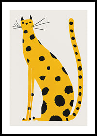 Poster with a painting of a yellow cat with black spots-0