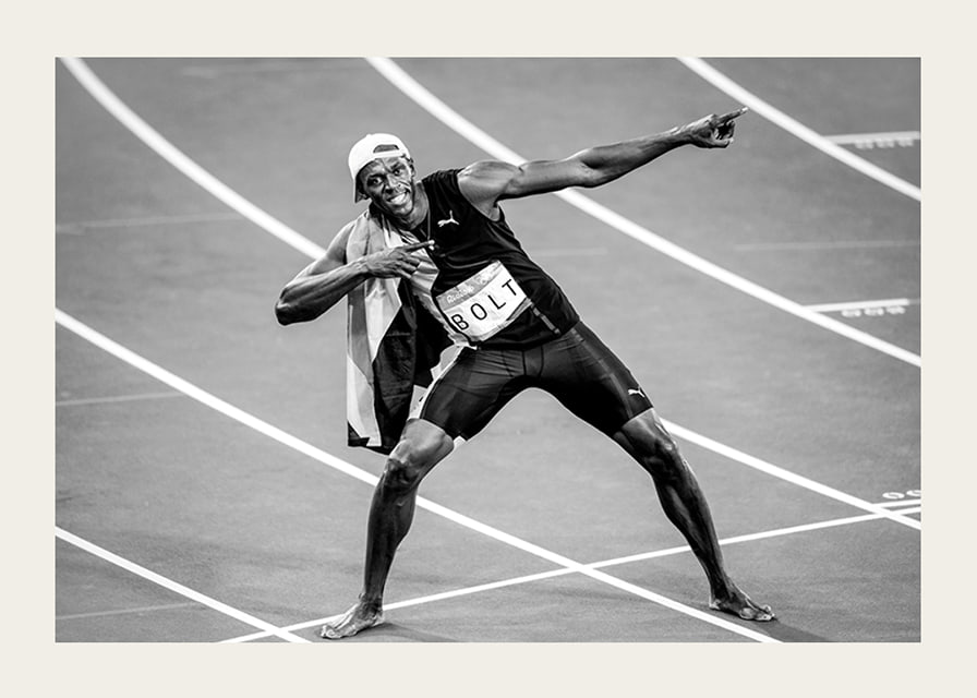 Usain Bolt Gold 100 meters during the Olympics in Rio de Janeiro in 2016-12