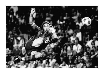 Affiche Zlatan Ibrahimovic FC barcelona 2009 B&W