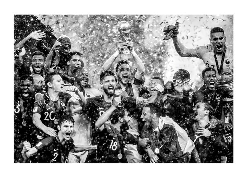 Francúzsky futbalový tím oslavuje víťazstvo na majstrovstvách sveta v Moskve v roku 2018-12