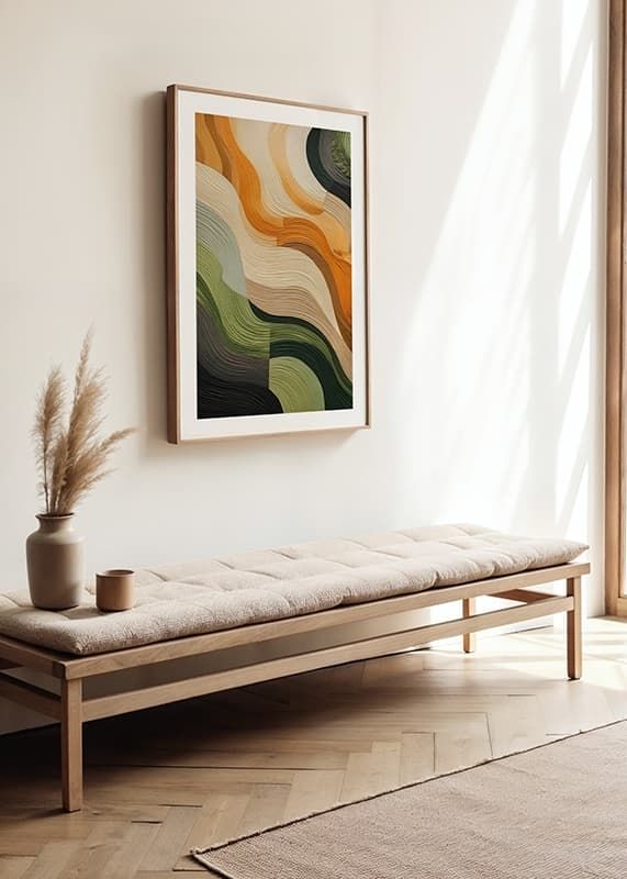 Poster cu material textil abstract în frumoase culori pământii-12