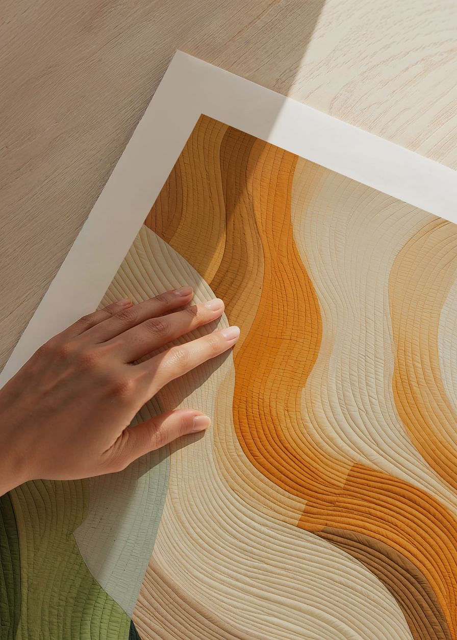 Poster cu material textil abstract în frumoase culori pământii-12