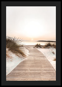 Poster with a beach road among sand dunes at sunset-4