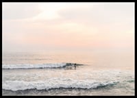 Poster with a photograph of a lone surfer at sea among the waves-6
