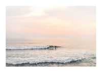 Poster with a photograph of a lone surfer at sea among the waves-1