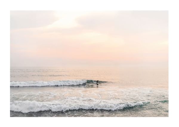 Plagát Solitary Surfer Sunset