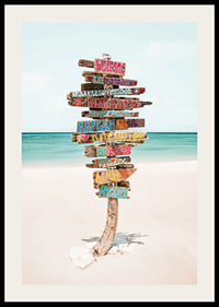 Poster med en skylt på en strand för surfare-2