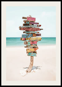 Poster con un cartello su una spiaggia per surfisti-2