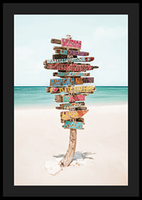 Poster med en skylt på en strand för surfare-4