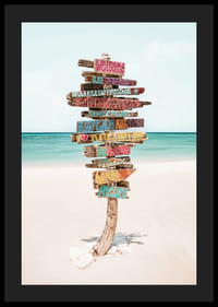 Poster con un cartello su una spiaggia per surfisti-4