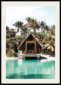 Plakat med en bungalow i vandkanten-2