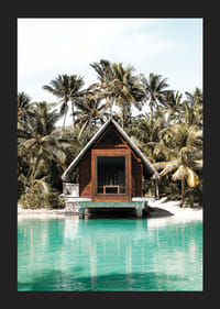 Plakat med en bungalow i vandkanten-5