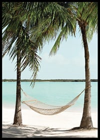 Poster with a photograph of a hammock between two palm trees on a beautiful beach-6