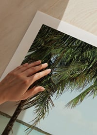 Poster with a photograph of a hammock between two palm trees on a beautiful beach-9