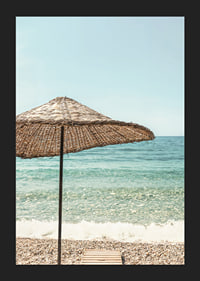 Poster with a photograph of a beautiful parasol by a beach-5