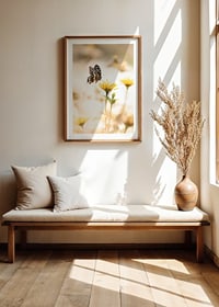 Poster with a photograph of a butterfly and beautiful yellow flowers-8