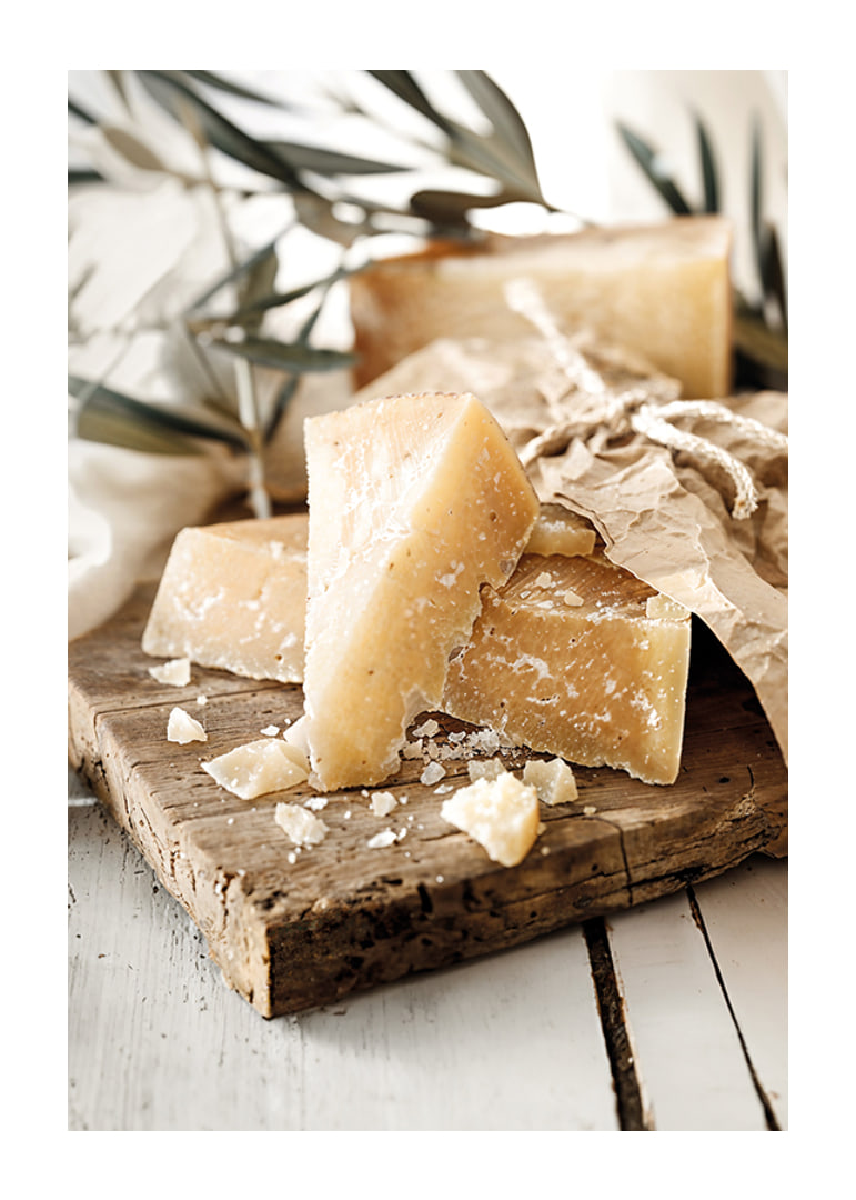 Poster for the kitchen with a photograph of beautiful parmesan cheese-12