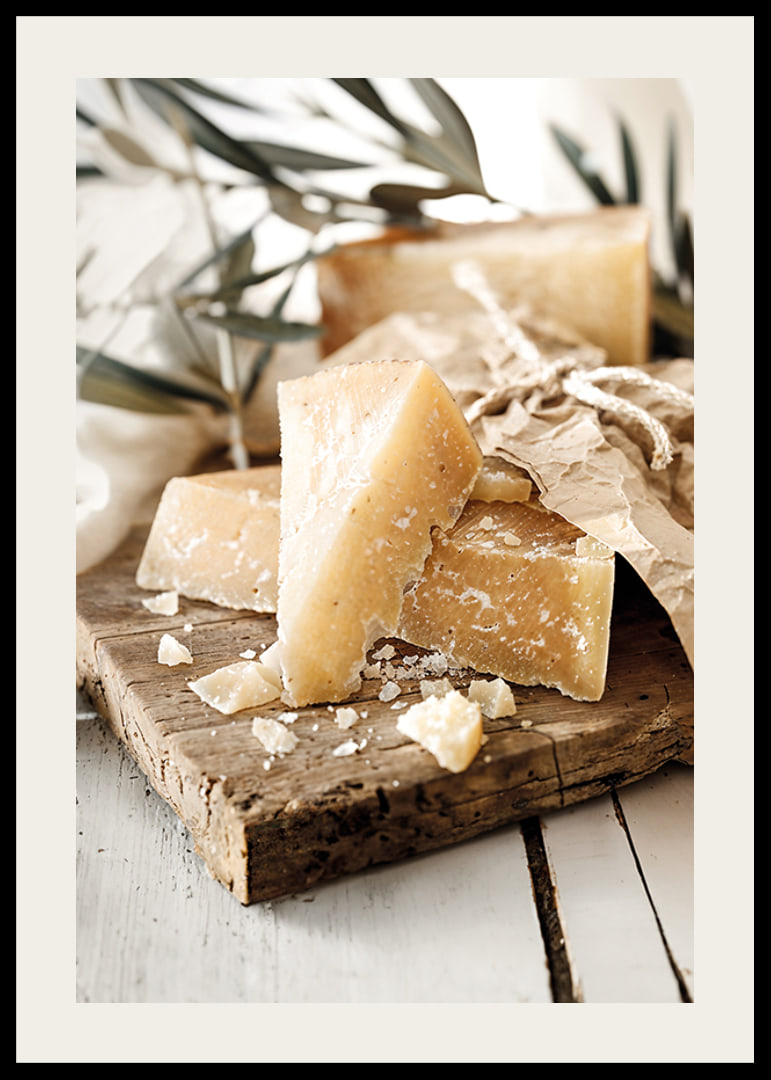 Poster for the kitchen with a photograph of beautiful parmesan cheese-12