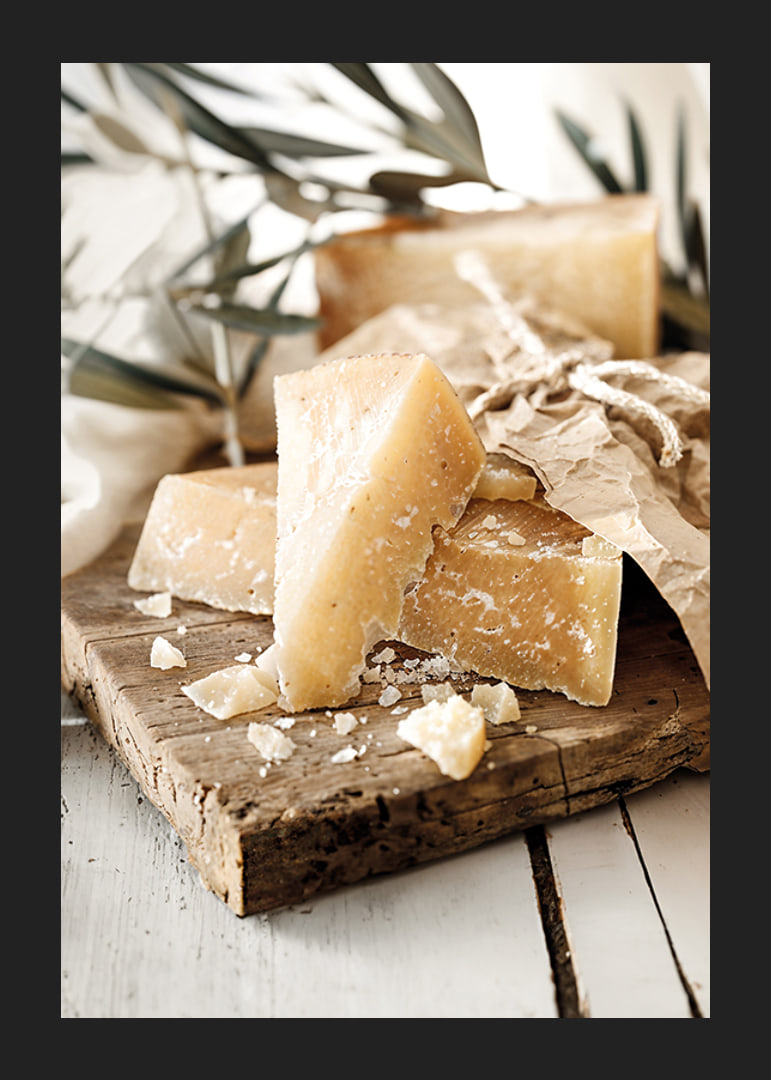 Poster for the kitchen with a photograph of beautiful parmesan cheese-12