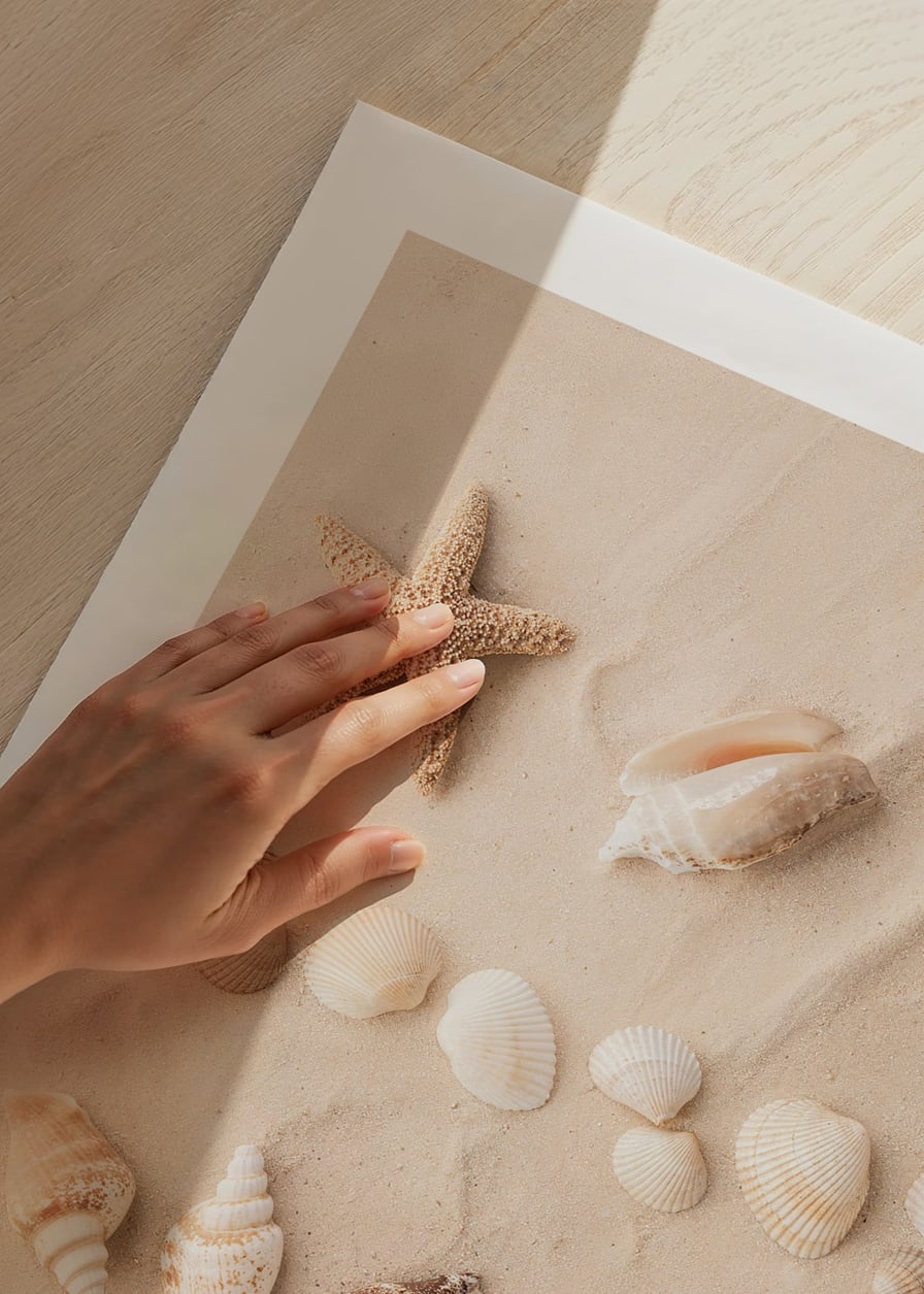 Poster with a collage of beautiful shells-12