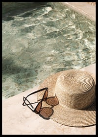 Poster with a photograph with a summer feel on a hat by a pool-6