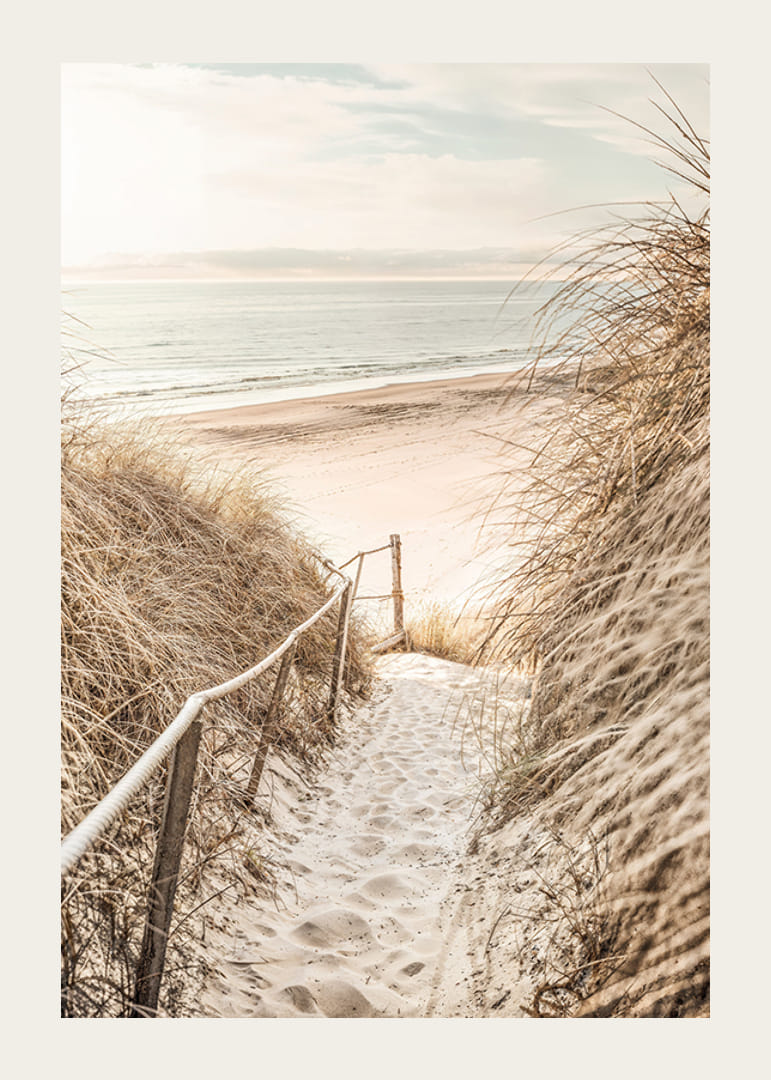 Poster with a photograph of a sandy path through dunes-12