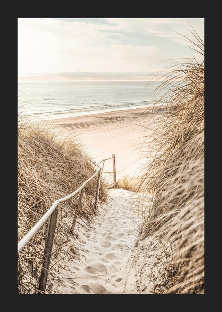 Poster with a photograph of a sandy path through dunes-12