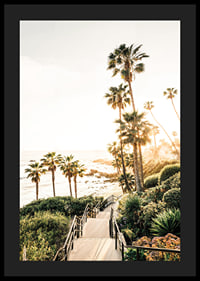 Poster with a photograph of palm trees and sea bathed in a golden light.-4