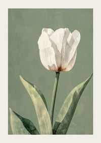 Poster with an elegant painting of a white tulip-3